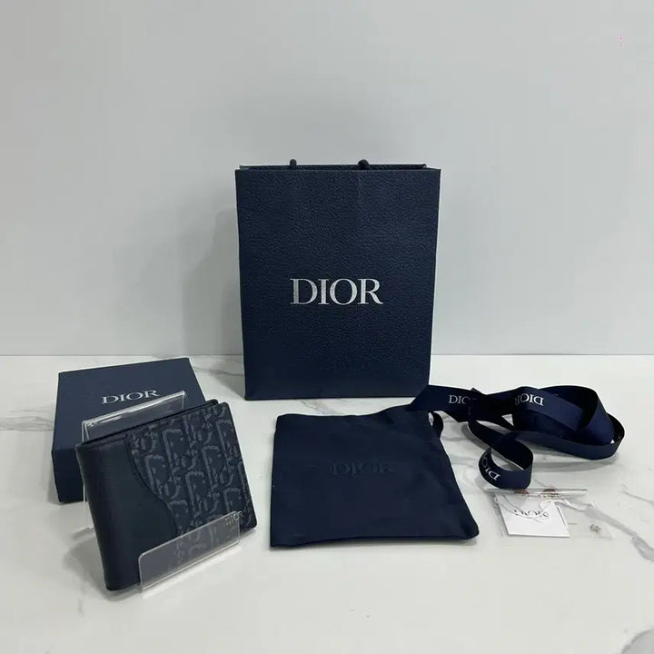 [BUNJANG] Dior Oblique Saddle Bi-fold Wallet Blue / {정품} 디올 오블리크 새들 반지갑 블루