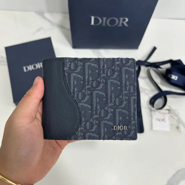 [BUNJANG] Dior Oblique Saddle Bi-fold Wallet Blue / {정품} 디올 오블리크 새들 반지갑 블루