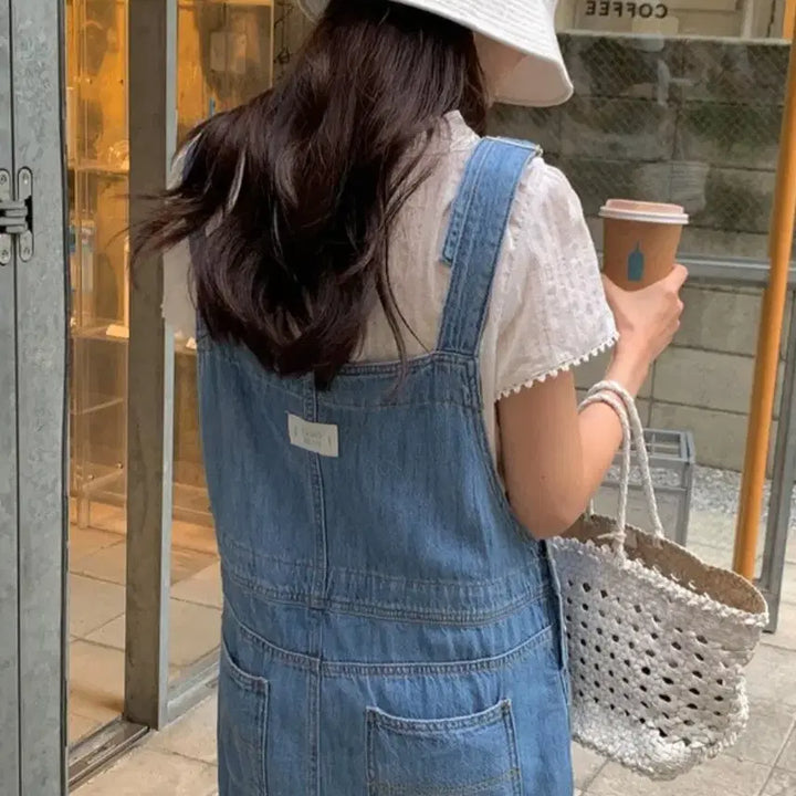 [SOLD OUT] 데님 롱 원피스 멜빵 청원피스