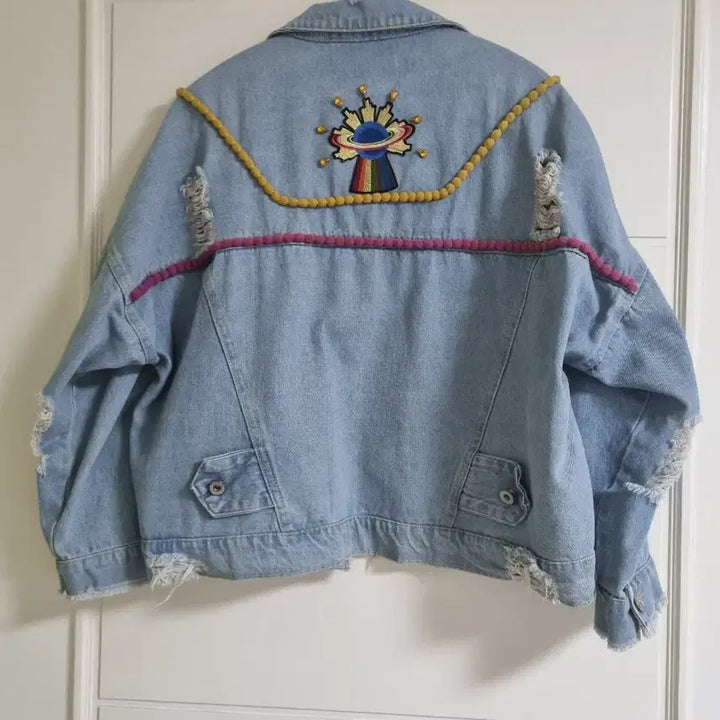 [BUNJANG] Denim Jacket Distressed Wash Patchwork / 데님 청자켓 데미지 워싱 포인트 자켓