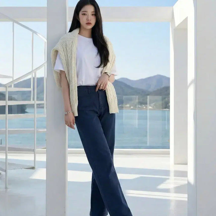 [BUNJANG] 네이비 스판 카치온 밴딩 팬츠(XL) / 네이비 스판 카치온 밴딩 팬츠(XL)