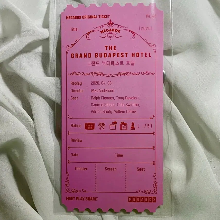[SOLD OUT] 그랜드 부다페스트 호텔 오리지널 티켓 그부 오티