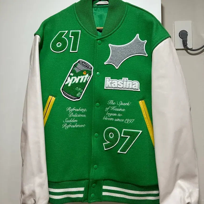 [BUNJANG] Kasina x Sprite x AOMG Collaboration Stadium Jacket Green / 카시나x스프라이트xAOMG 콜라보 스타디움 자켓 그린