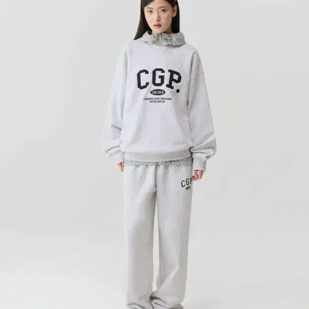 [BUNJANG] Code Graphy CGP Arch Logo Training Set Up Hoodie Pants Light Grey XS / 코드그라피 CGP 아치 로고 트레이닝 셋업 후드 팬츠 라이트그레이 xs