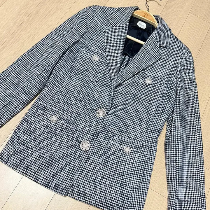 [BUNJANG] DeWL Houndstooth Check Blazer Jacket / 듀엘 하운드투스 체크 자켓 55 블랙블레이저정장금장단추버튼오피스룩출근룩