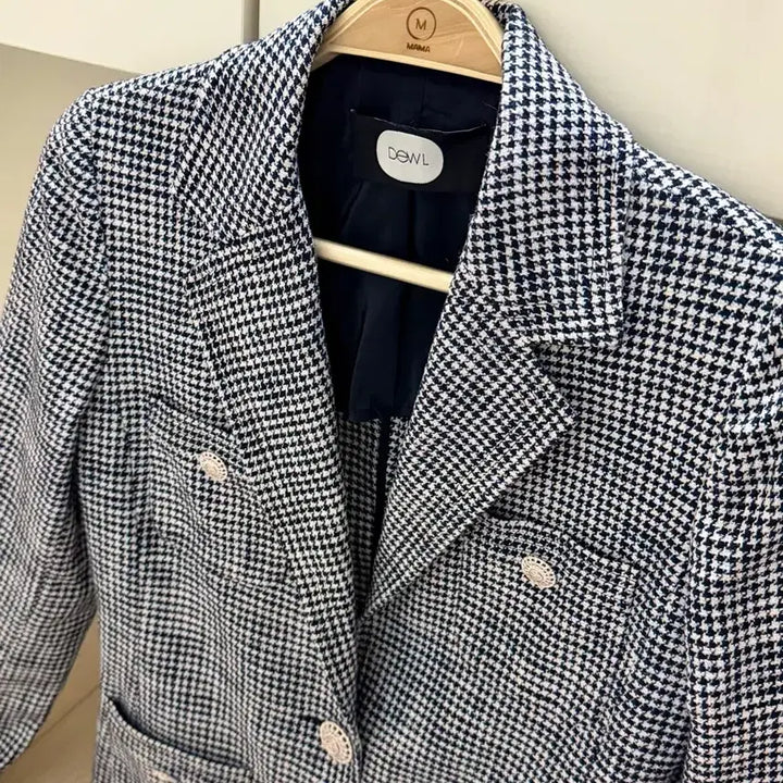 [BUNJANG] DeWL Houndstooth Check Blazer Jacket / 듀엘 하운드투스 체크 자켓 55 블랙블레이저정장금장단추버튼오피스룩출근룩