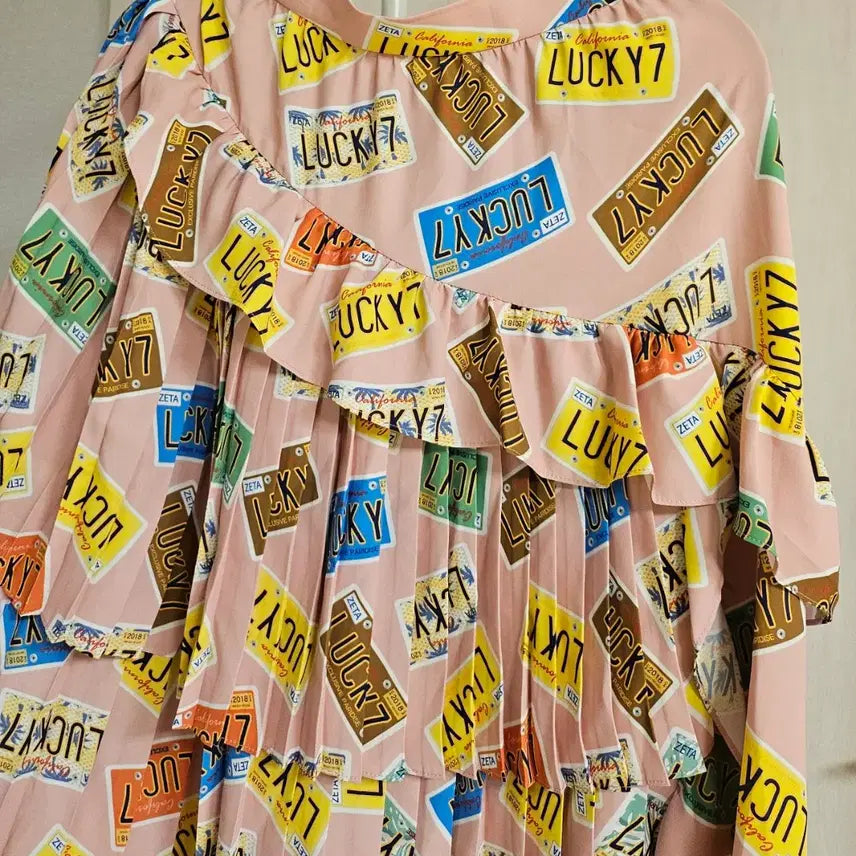 [BUNJANG] Lucky Chouette Plate Pattern Dress 38 / 럭키슈에뜨 플레이트 패턴 원피스 38