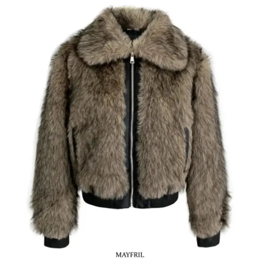 [BUNJANG] Kara Leather Fur Zip-Up Jacket / 카라 레더 퍼 자켓 집업