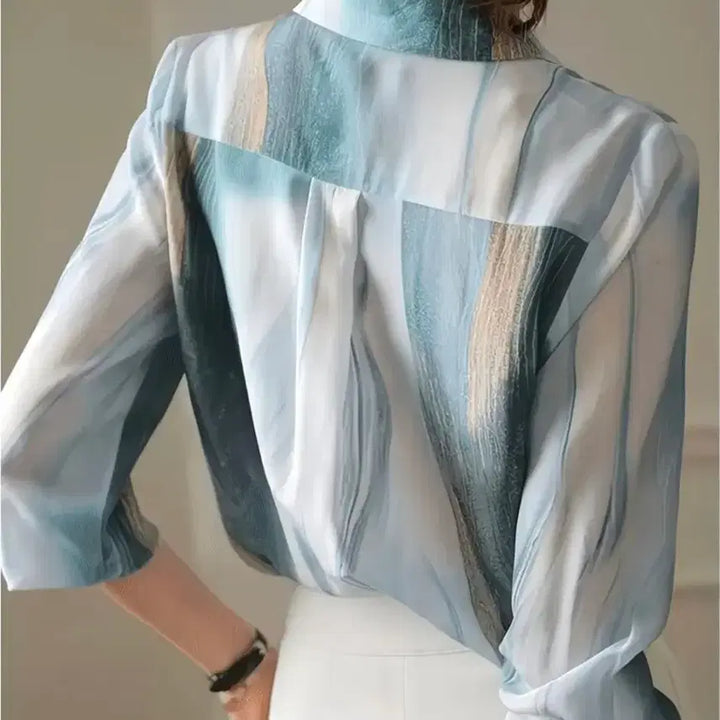 [BUNJANG] Patterned Silk Blouse Shirt / [새옷.포장]패턴 블라우스 셔츠