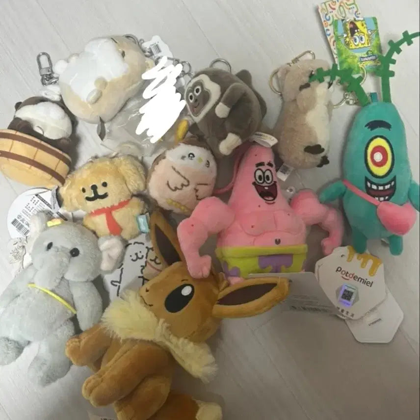 [BUNJANG] Character Plush Keychains Collection (SpongeBob, Pokemon, etc.) / 인형 키링 모음 (스폰지밥, 포켓몬 등)