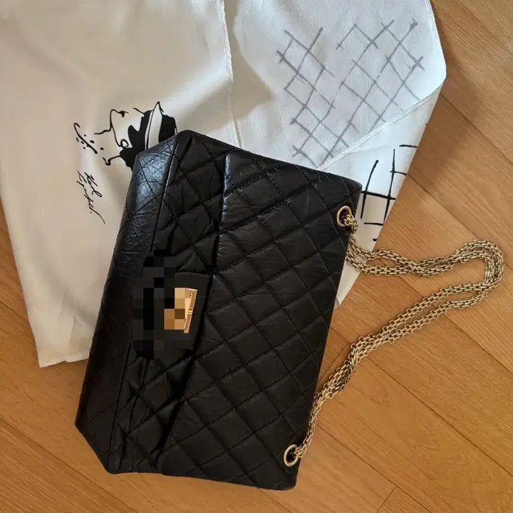 [BUNJANG] 2.55 Black Vintage Shoulder Bag / 2.55 블랙 빈티지 숄더백 크로스백 금장 라지