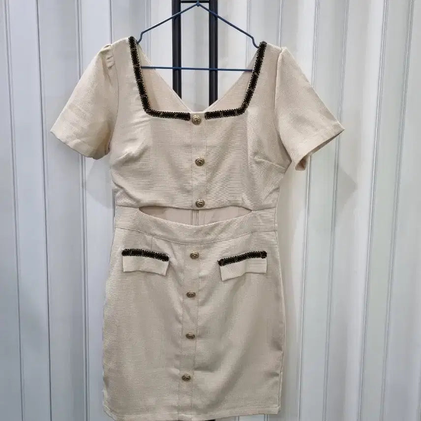 [BUNJANG] Beige Tweed Mini Dress / 베이지 트위드 미니 원피스