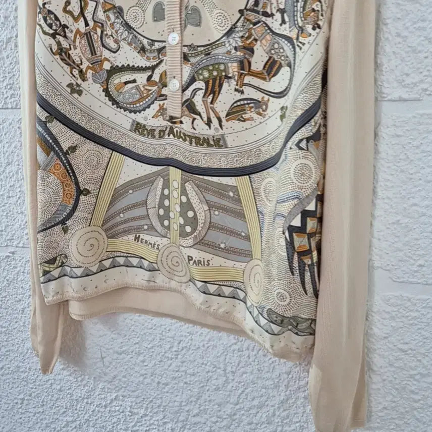 [BUNJANG] Hermes Patterned Silk Knit Top / 에르메스 패턴 실크 배색 니트