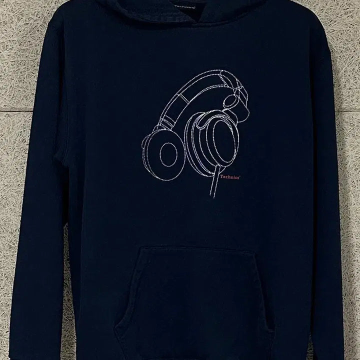 [BUNJANG] Technics DJ Turntable Navy Hooded T-Shirt / 테크닉스 DJ 턴테이블 후드티 티셔츠 정품 네이비