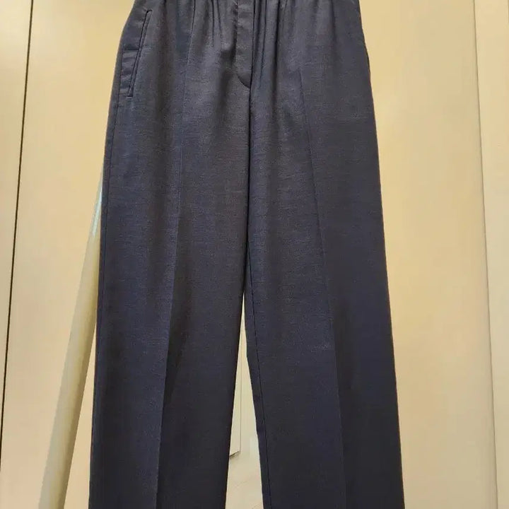 [BUNJANG] System Navy Slacks Wide Leg Pants / 시스템)진네이비  팬츠