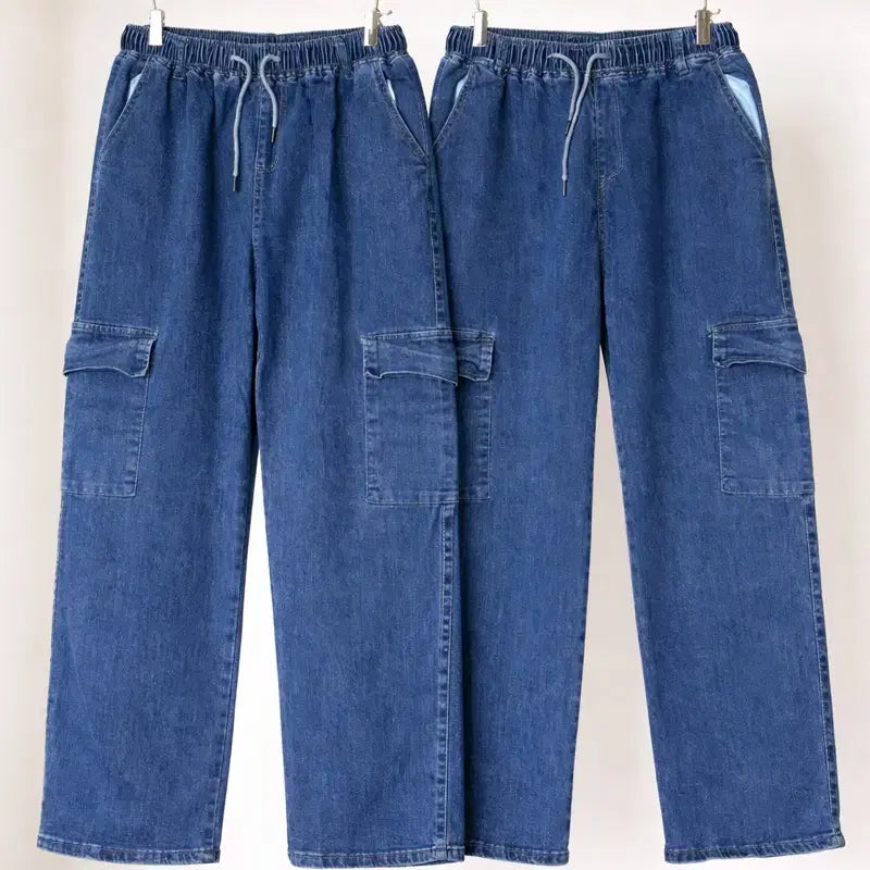 [BUNJANG] Loose Fit Cargo Denim Pants - Blue / 카고 데님 팬츠 블루 일자핏 청바지 556677정도 사이즈 각가격