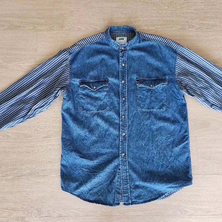 [BUNJANG] Wrangler Denim Shirt / Wrangler 데님 셔츠 남방 배색포인트.Wrangler 데님셔츠 95