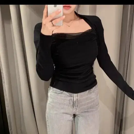 [BUNJANG] Ably Chiffon Long Sleeve Shirt / 에이블리 쉬폰 긴팔티셔츠