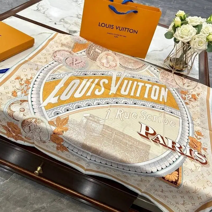 [BUNJANG] Louis Vuitton Brown Scarf 90cm x 90cm / 루이비통 브라운 스카프