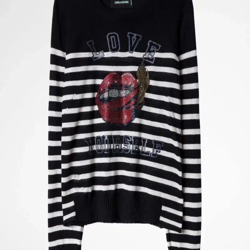 [BUNJANG] Zadig &amp; Voltaire Cashmere Striped Sweater / 쟈딕앤볼테르 소스 캐시미어 스트라이프 스웨터