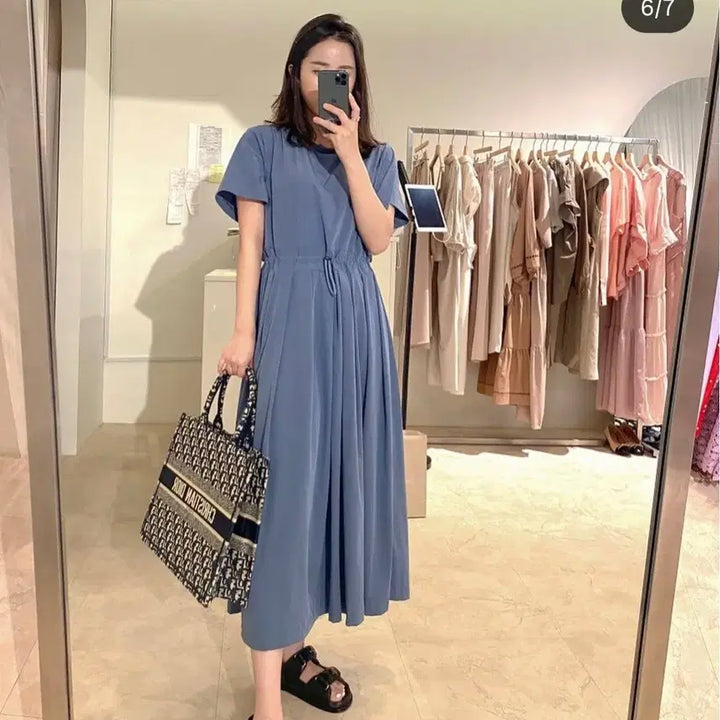[BUNJANG] Prada Fabric Long Summer Dress / 인기많은 프라다원단 시원한 바스락 롱원피스 ( 프리)