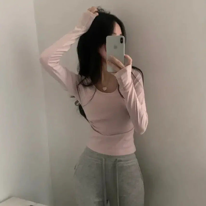 [BUNJANG] [간절기템!/여리핏] 히피 셔링워머 크롭 긴팔, 이너티셔츠 / [간절기템!/여리핏] 히피 셔링워머 크롭 긴팔, 이너티셔츠