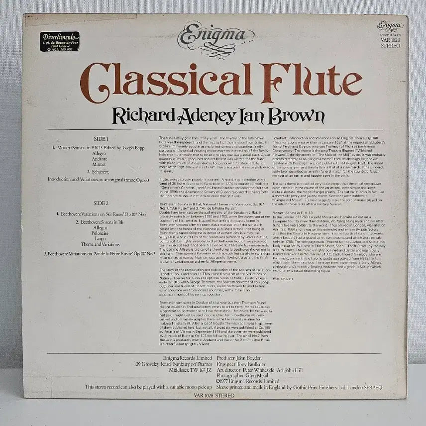 [BUNJANG] Richard Adeney Classic Flute LP Record / 클래식 플루트 Richard Adeney LP 음반