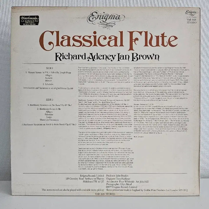 [BUNJANG] Richard Adeney Classic Flute LP Record / 클래식 플루트 Richard Adeney LP 음반