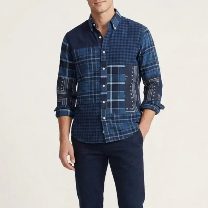 [BUNJANG] Polo Ralph Lauren Indigo Patchwork Shirt / [100]폴로 랄프로렌 인디고 패치워크 셔츠