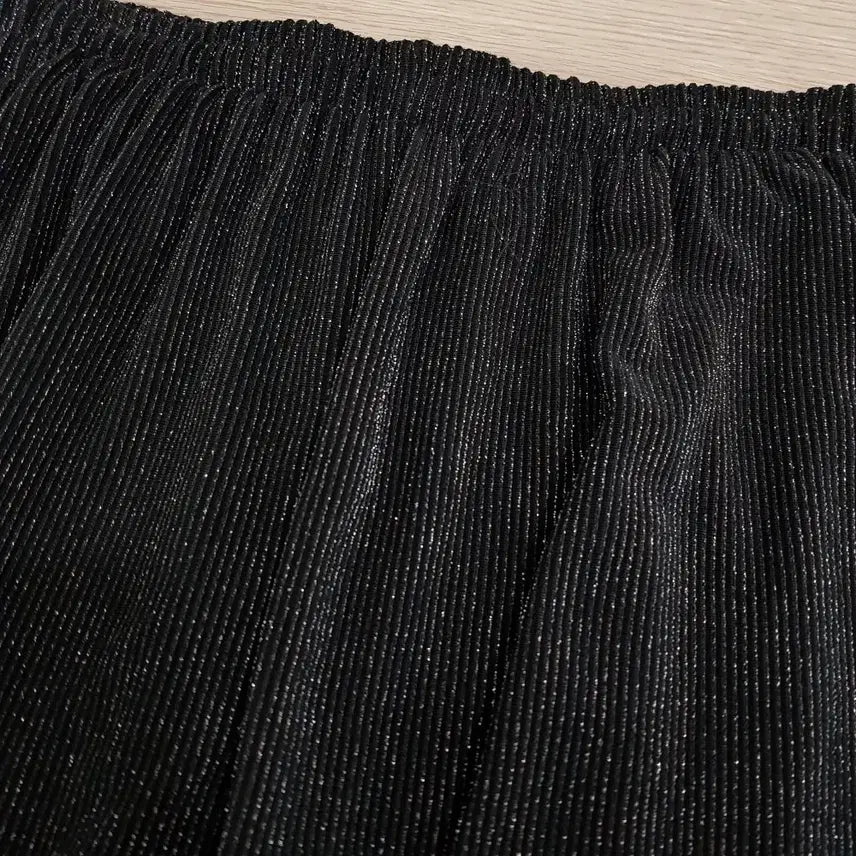 [SOLD OUT] 빈티지 밴딩 검정 반짝이 골지 와이드 바지 여F Q399