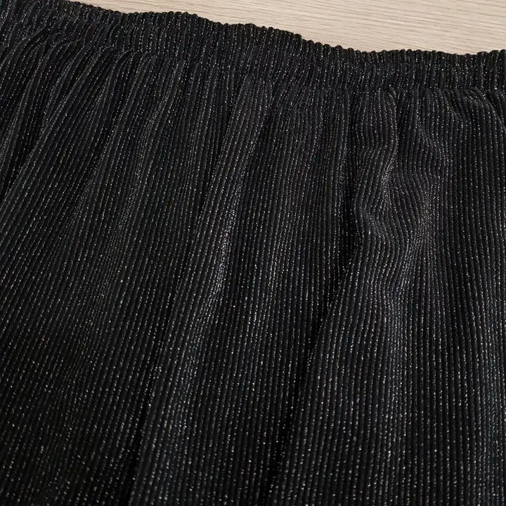 [SOLD OUT] 빈티지 밴딩 검정 반짝이 골지 와이드 바지 여F Q399