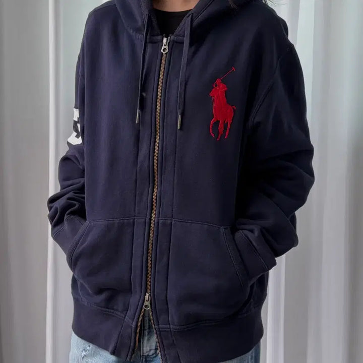 [SOLD OUT] [L]폴로 랄프로렌 빅포니 치프키프 기모 후드 집업 navy