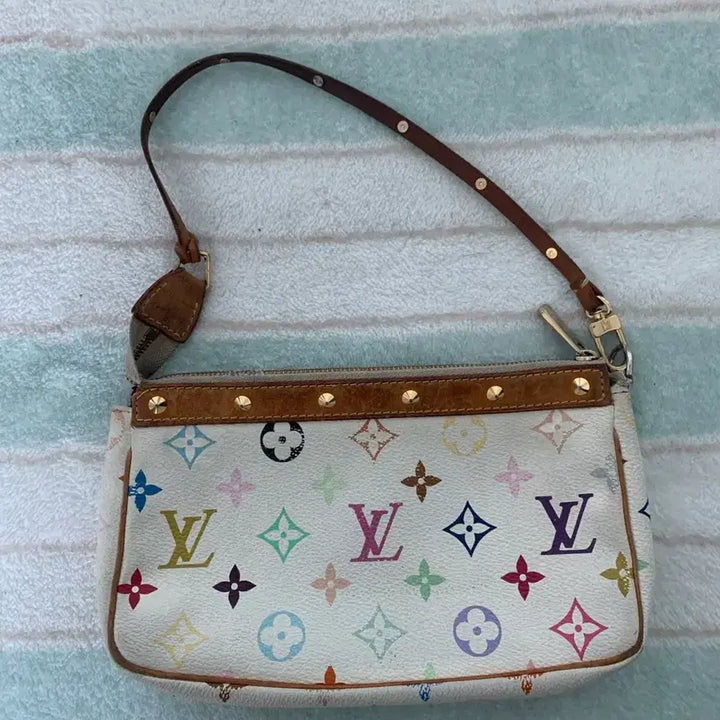[BUNJANG] Louis Vuitton Multicolor Pochette Bag Pouch White / 루이비통 멀티 포쉐트 정품 가방 포치 화이트