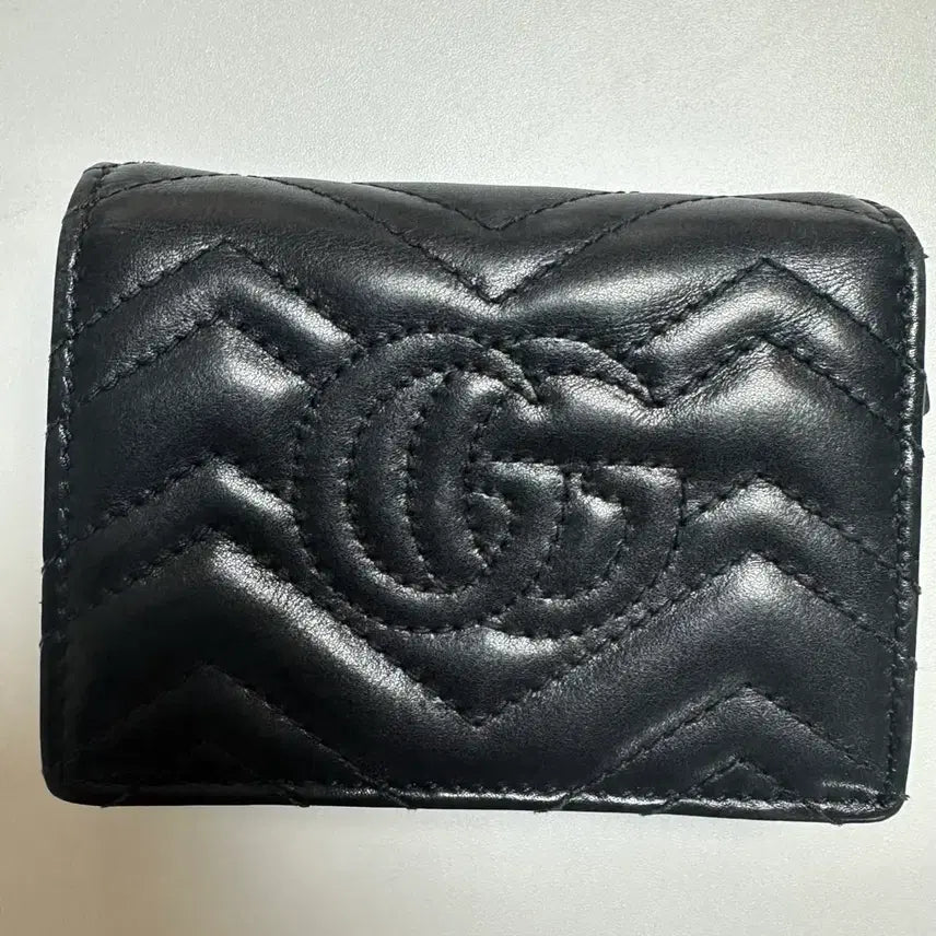 [BUNJANG] Gucci Marmont Bi-fold Wallet Black Leather / 구찌 마몬트 반지갑 블랙
