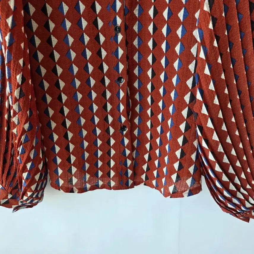 [BUNJANG] Pleated Sleeve Blouse / 55-66)소매 플리츠 무늬블라우스