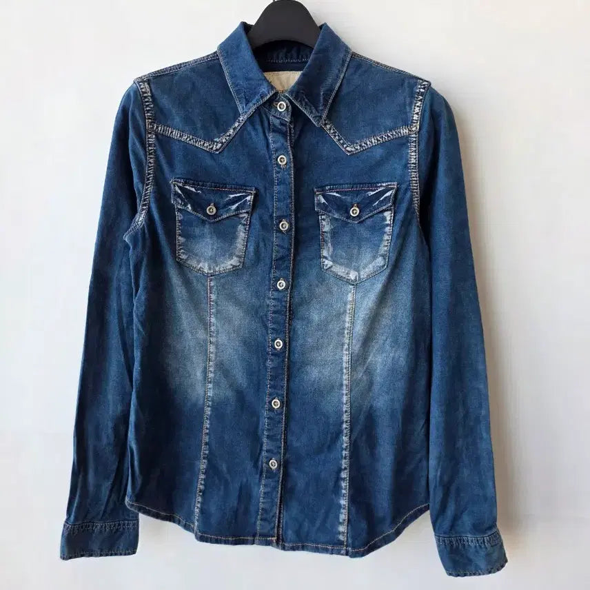 [BUNJANG] Denim Shirt Blouse / 44-55)나염 데님 셔츠 남방