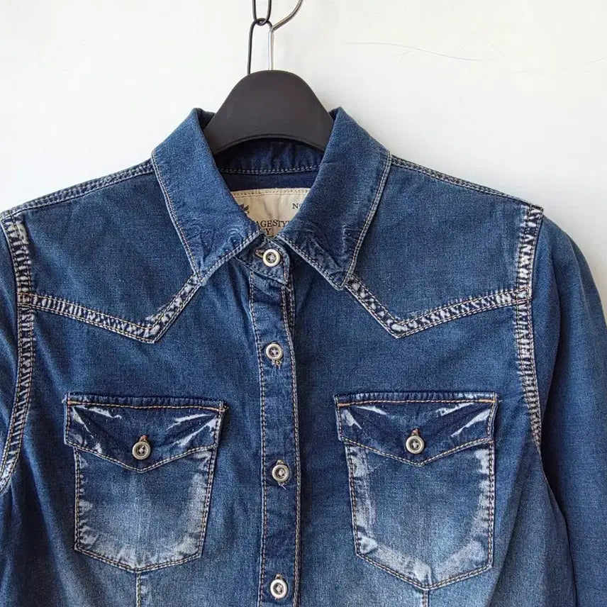 [BUNJANG] Denim Shirt Blouse / 44-55)나염 데님 셔츠 남방