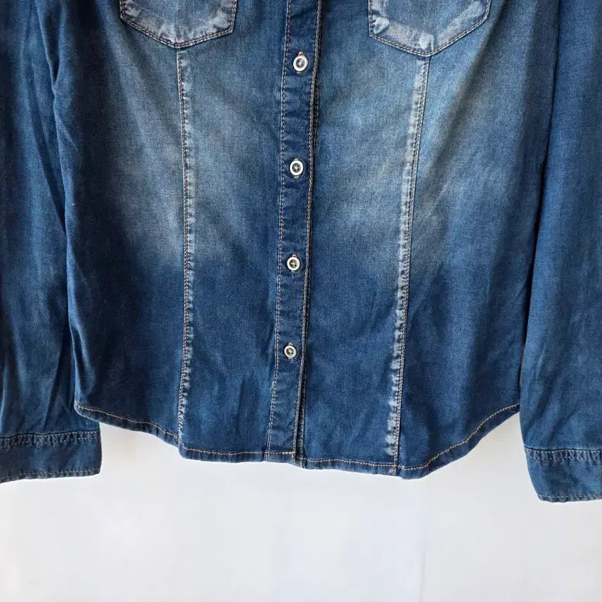 [BUNJANG] Denim Shirt Blouse / 44-55)나염 데님 셔츠 남방