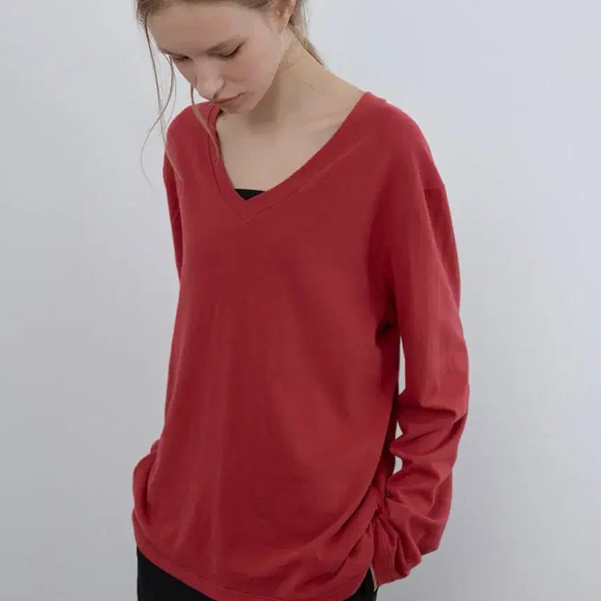 [BUNJANG] Cacele V-Neck Long Sleeve Shirt / Cacele v necklong sleeve