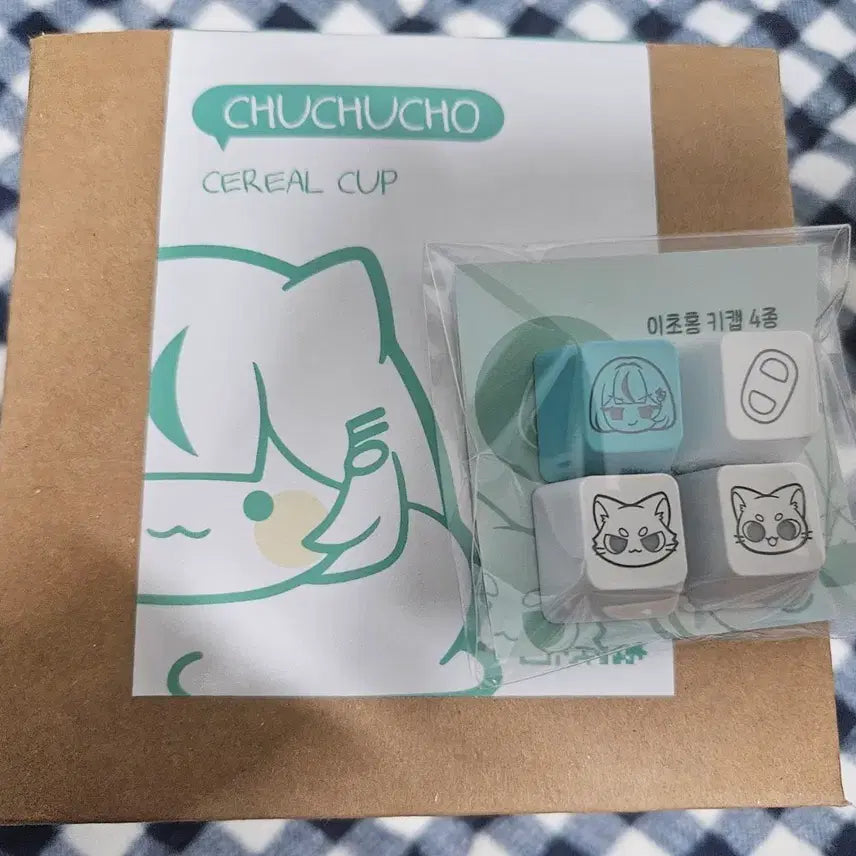 [BUNJANG] Lee Chohong Nyangnyangcho Cereal Cup + Keycap Set / 이초홍 생일 굿즈 냥냥초 시리얼 컵+ 키캡 4종