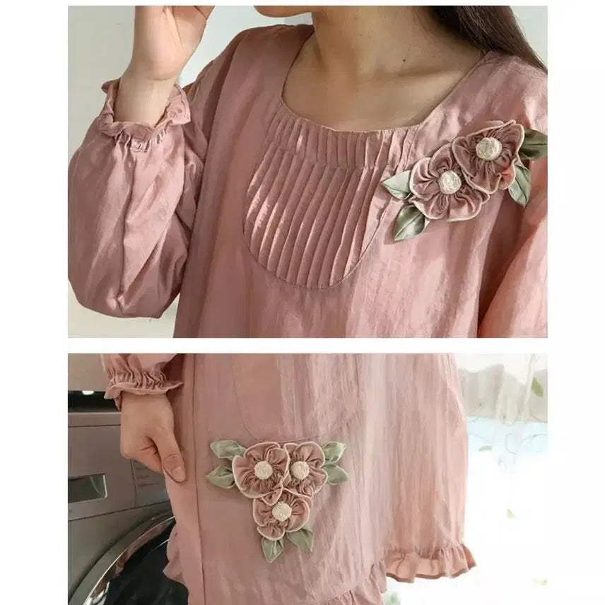 [BUNJANG] Floral Embroidered Apron / 앞치마