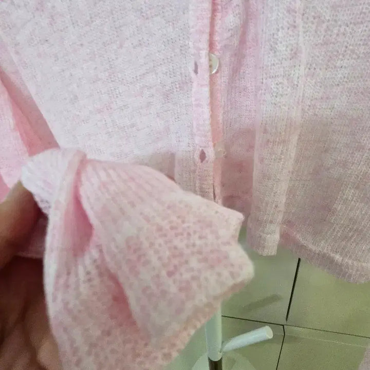 [BUNJANG] Pink Cropped Knit Cardigan / 핑크색 크롭 가디건 니트
