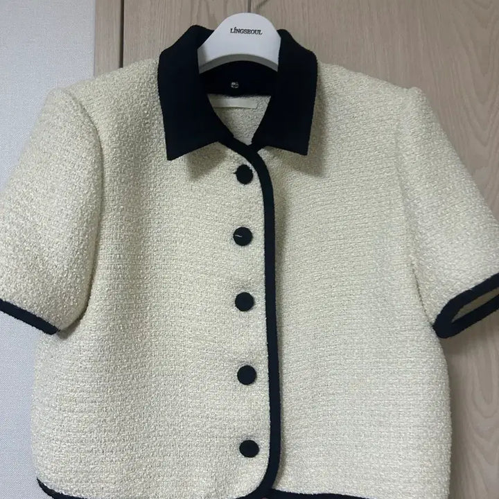 [BUNJANG] Rene J Twig Short Sleeve Jacket (Detachable Collar) / 르네제이 반팔 트위드 자켓 (카라 탈부착 가능/드라이클리닝완료)