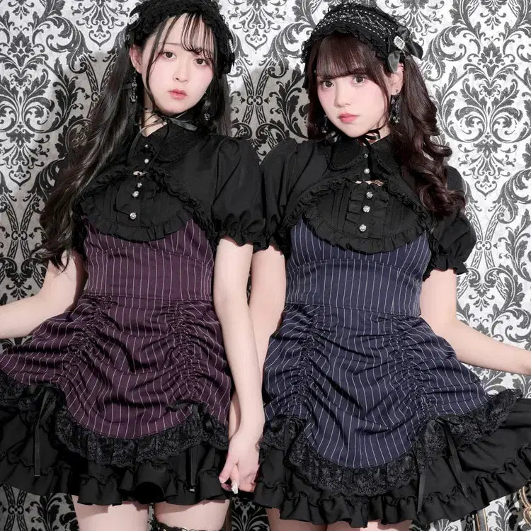 [BUNJANG] NOEMIE Gothic Bolero Droset Short Sleeve Setup / 노에미 NOEMIE 고딕 볼레로 드로스트 반팔 셋업