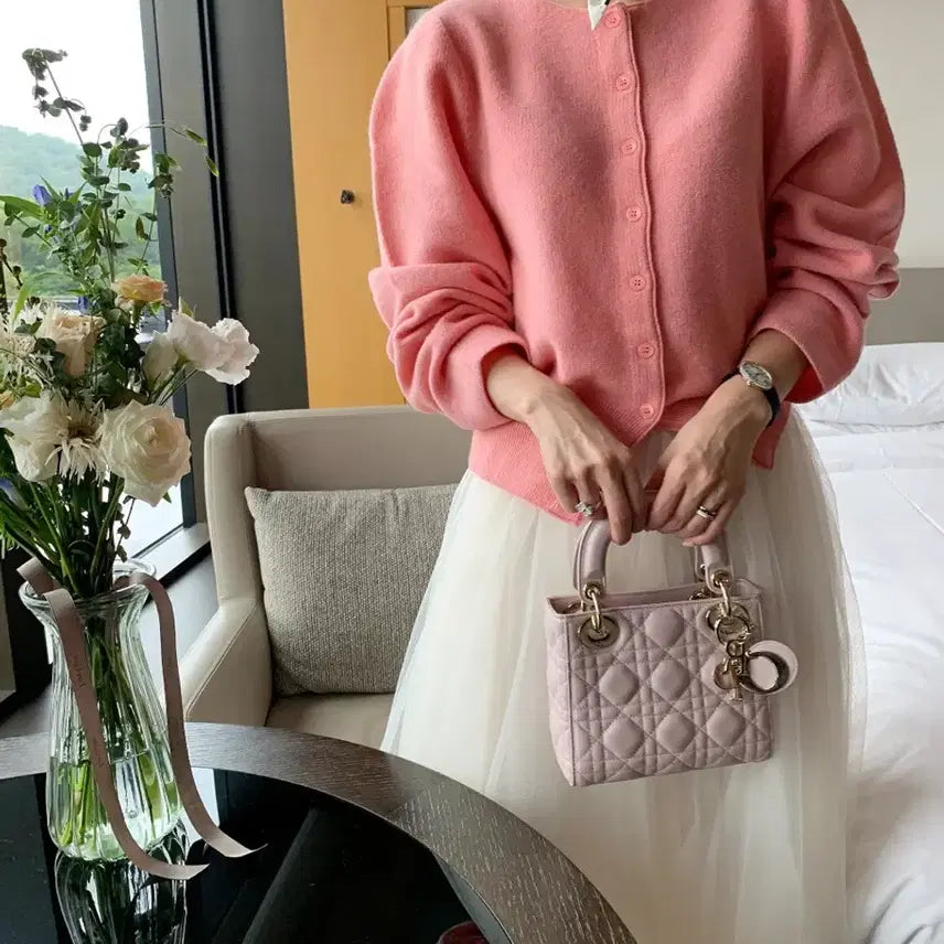 [BUNJANG] Vicinni Cashmere Cardigan - Pink / 바이씨니 캐시 가디건 핑크:)