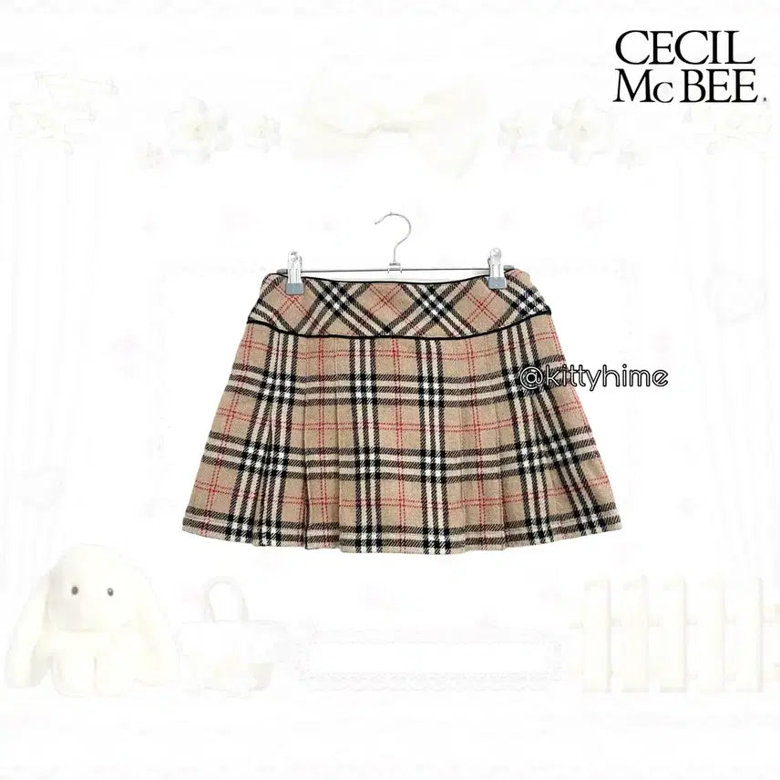 [BUNJANG] Cecil Mcbee Pleated Mini Skirt / Cecil mcbee 버버리깔 플리츠스커트세실맥비스커트숏스