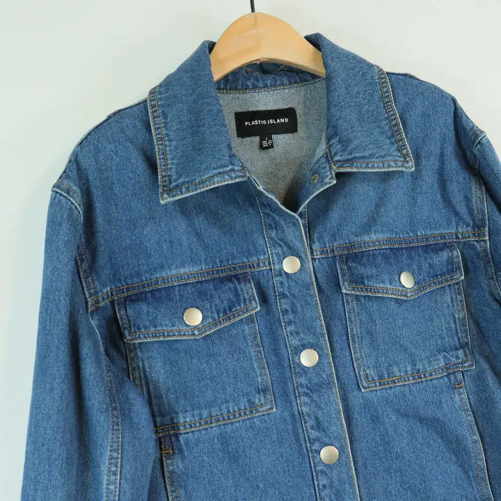 [BUNJANG] Plastic Island Cropped Denim Jacket / PLASTIC ISLAND 데님 자켓 S 크롭 청자켓
