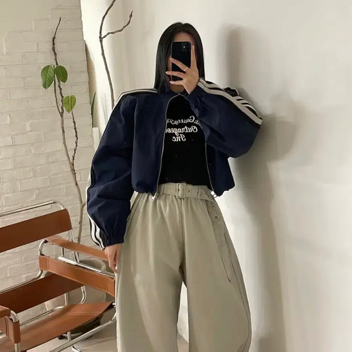 [BUNJANG] Antique Jay Line Zip-Up Track Jumper (Navy) / (새상품) 라인집업 트랙 점퍼 엔티크제이 벨201 진바니