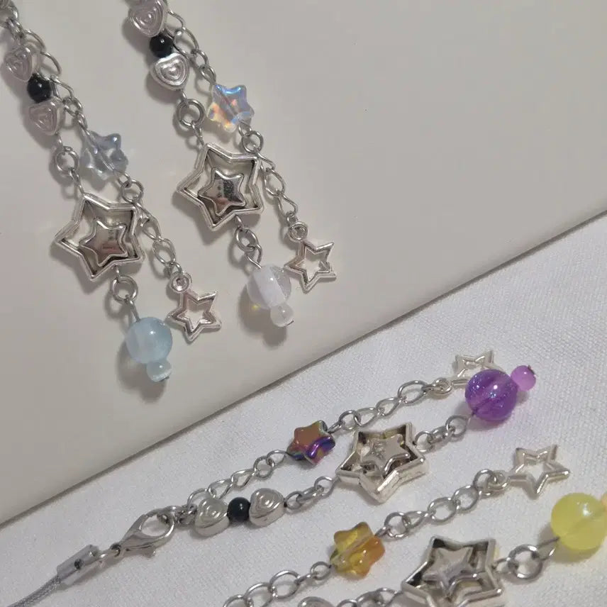 [BUNJANG] Silver Star Bead Keychain / 실버 스타키링 비즈키링