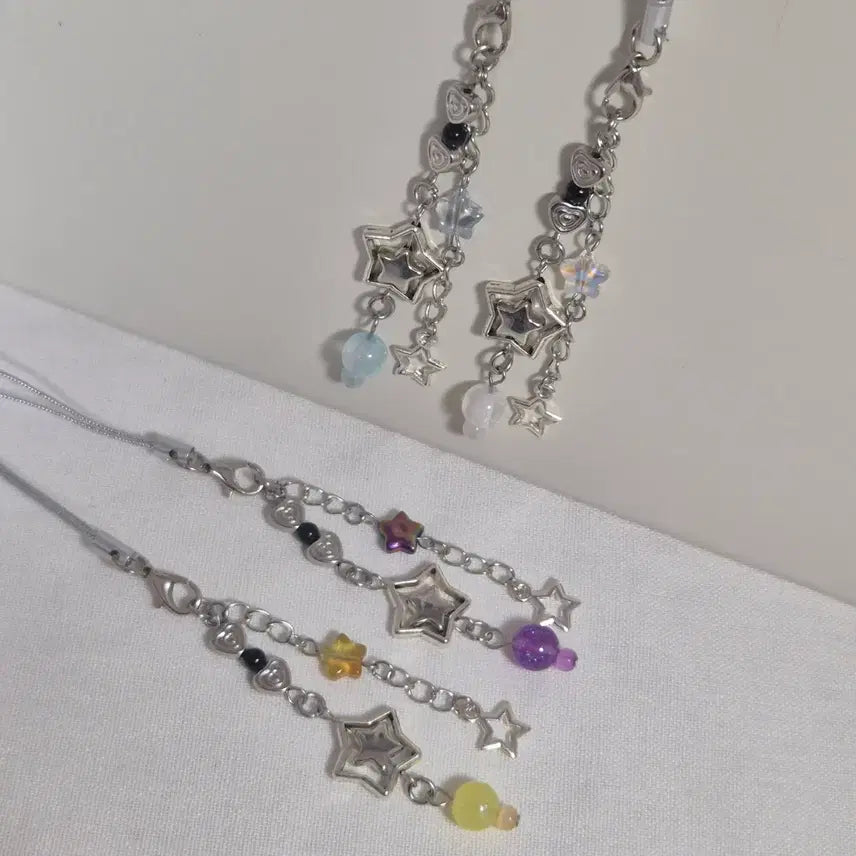 [BUNJANG] Silver Star Bead Keychain / 실버 스타키링 비즈키링